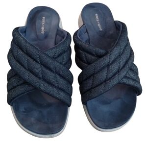 Easy Spirit Women's Denim Blue Crisscross Cushioned Sandals 10 W